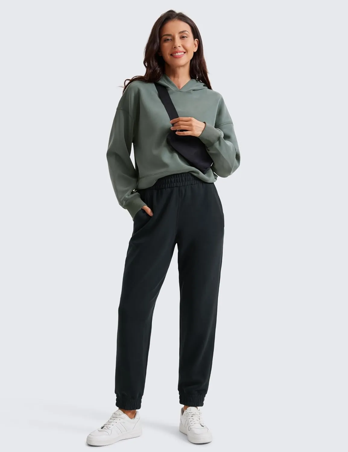 CRZ YOGA SoftAura Sweatpants Women Modal Joggers High Waisted Lounge Travel Casual Sweat Pants with Pockets Cinch Bottom