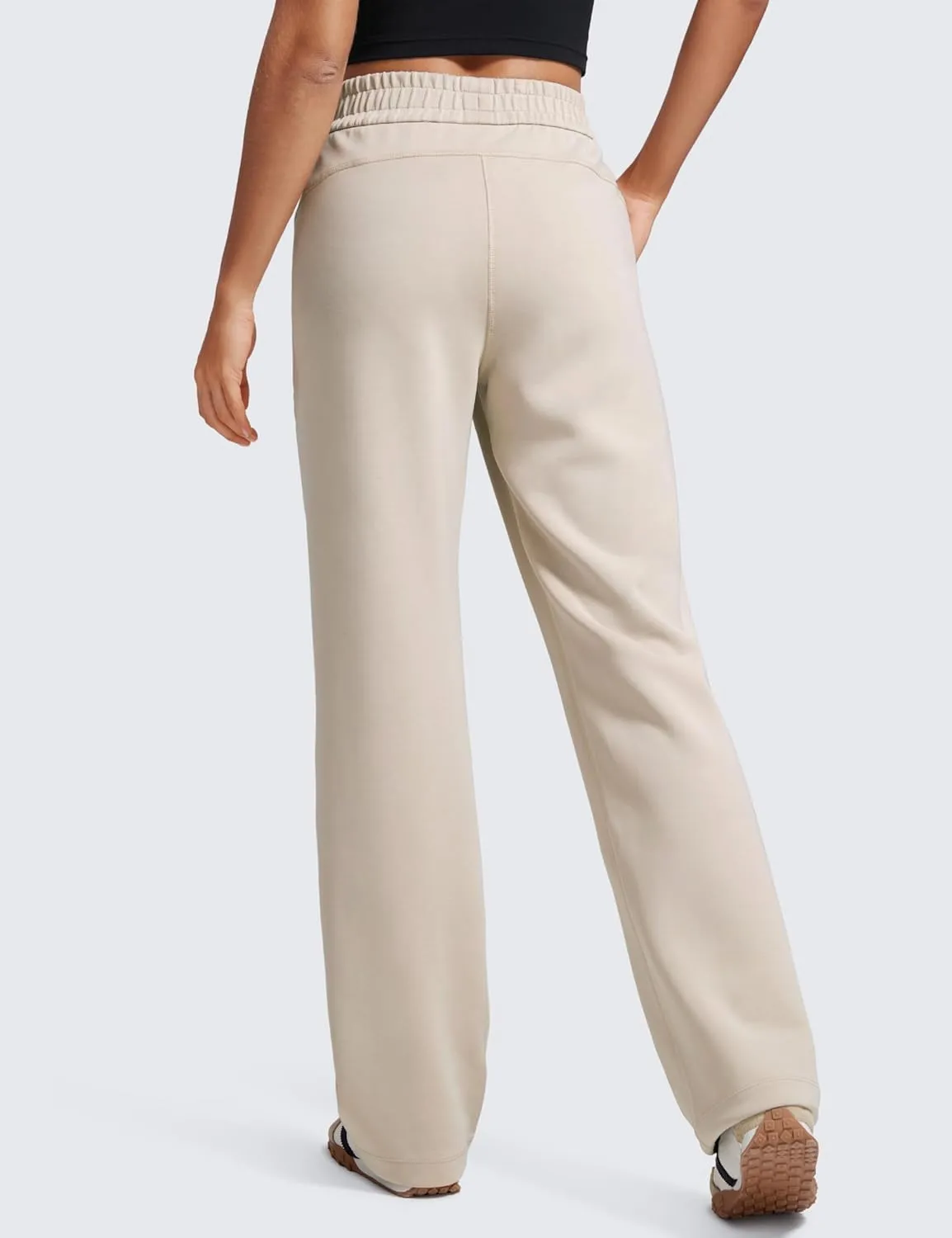 CRZ YOGA SoftAura Wide Leg Sweatpants Women 31" Modal High Waisted Lounge Travel Casual Sweat Pants with Pockets Drawstring