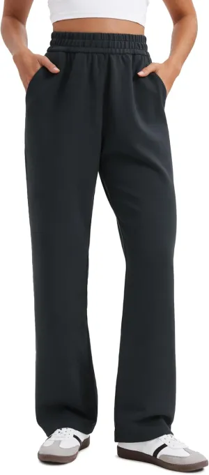 CRZ YOGA SoftAura Wide Leg Sweatpants Women 31" Modal High Waisted Lounge Travel Casual Sweat Pants with Pockets Drawstring
