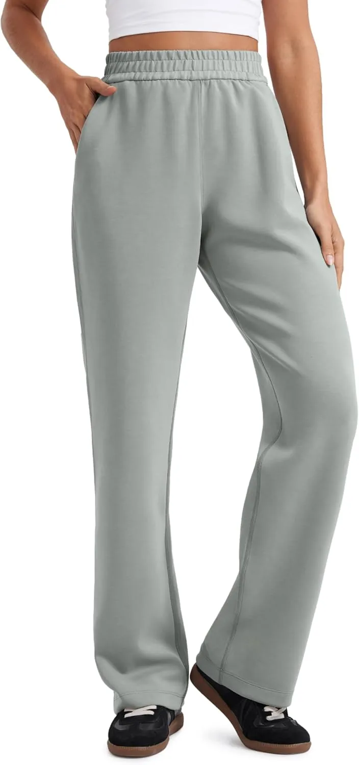 CRZ YOGA SoftAura Wide Leg Sweatpants Women 31" Modal High Waisted Lounge Travel Casual Sweat Pants with Pockets Drawstring