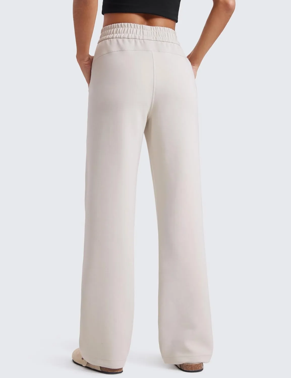 CRZ YOGA SoftAura Wide Leg Sweatpants Women 31" Modal High Waisted Lounge Travel Casual Sweat Pants with Pockets Drawstring
