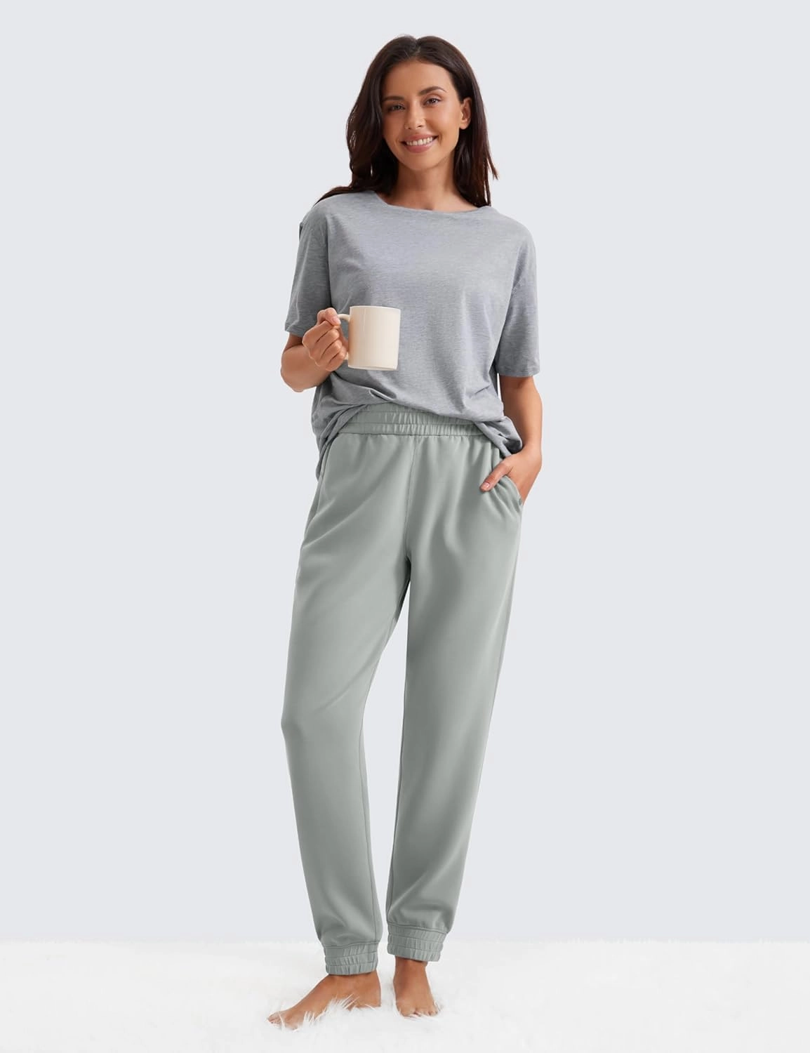 CRZ YOGA SoftAura Sweatpants Women Modal Joggers High Waisted Lounge Travel Casual Sweat Pants with Pockets Cinch Bottom