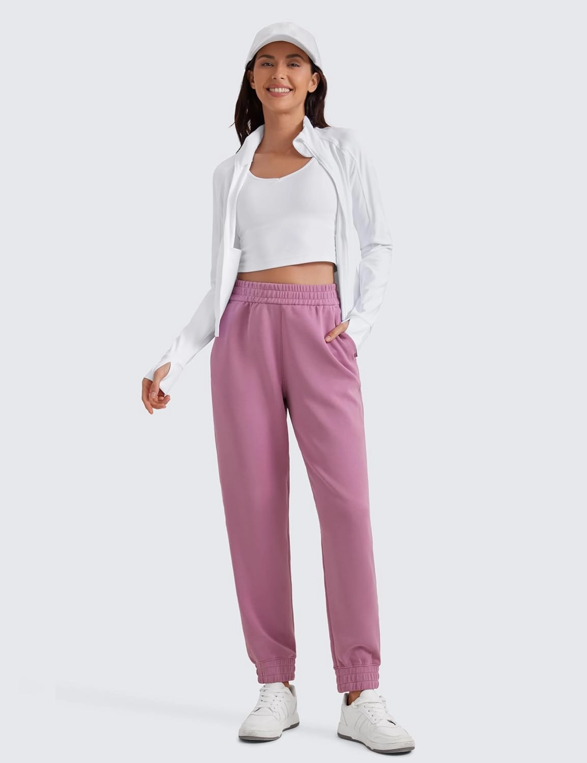 CRZ YOGA SoftAura Sweatpants Women Modal Joggers High Waisted Lounge Travel Casual Sweat Pants with Pockets Cinch Bottom