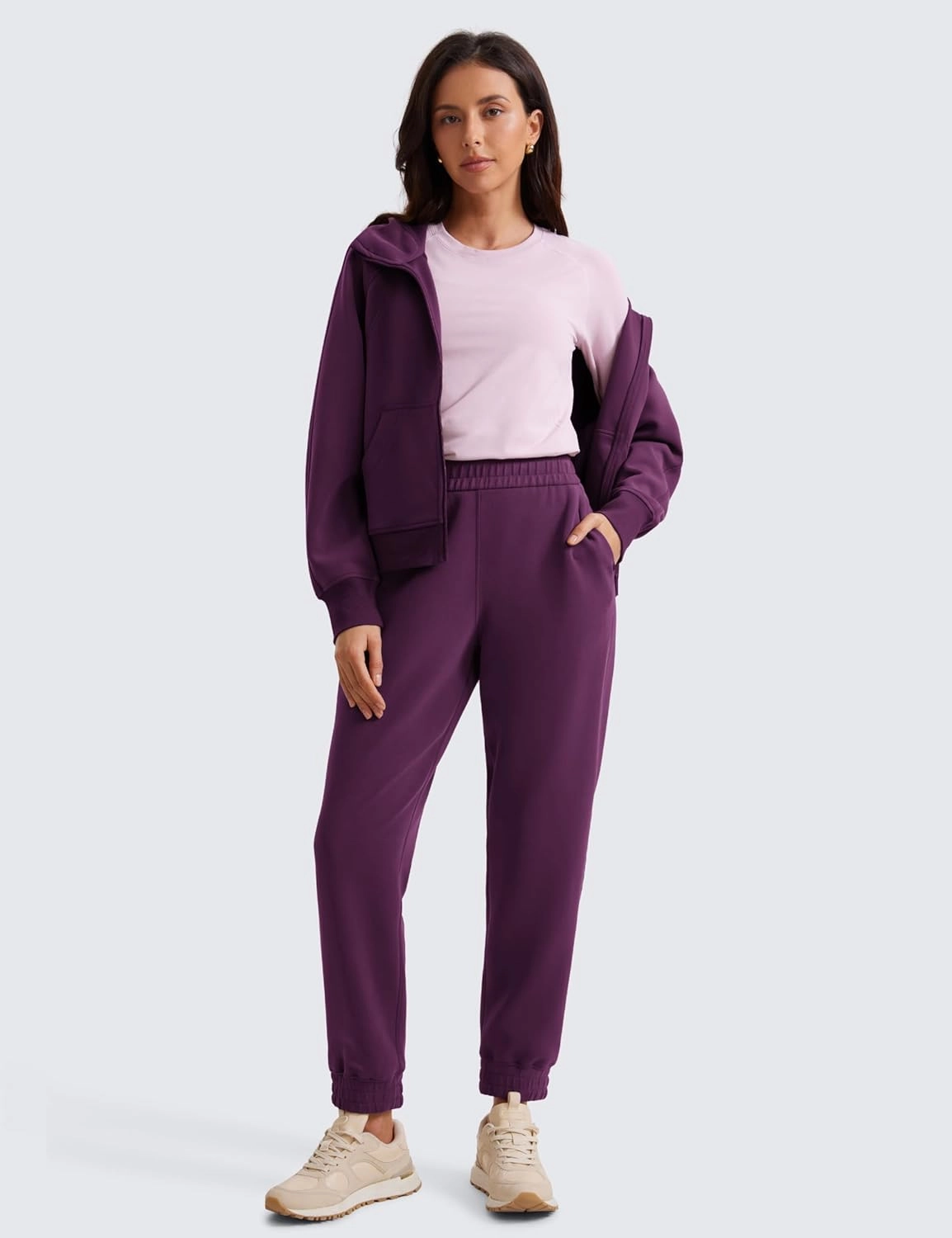 CRZ YOGA SoftAura Sweatpants Women Modal Joggers High Waisted Lounge Travel Casual Sweat Pants with Pockets Cinch Bottom