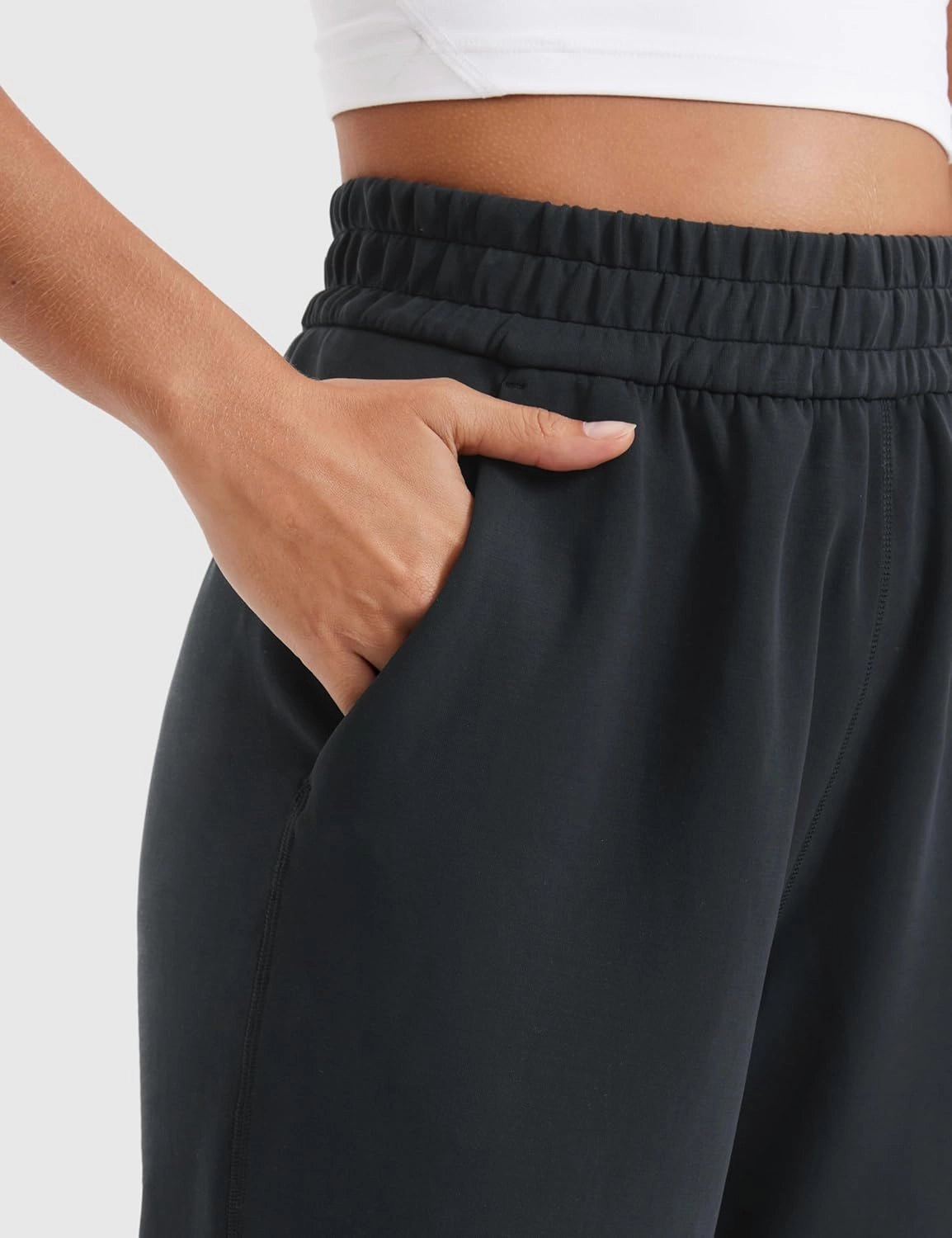 CRZ YOGA SoftAura Wide Leg Sweatpants Women 31" Modal High Waisted Lounge Travel Casual Sweat Pants with Pockets Drawstring