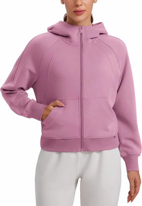 CRZ YOGA Womens SoftAura Full Zip Up Hoodie Workout Casual Hooded Sweatshirt Long Sleeve Athletic Jacket
