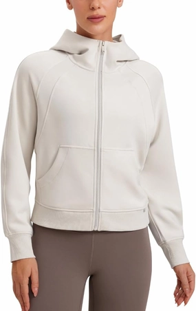 CRZ YOGA Womens SoftAura Full Zip Up Hoodie Workout Casual Hooded Sweatshirt Long Sleeve Athletic Jacket