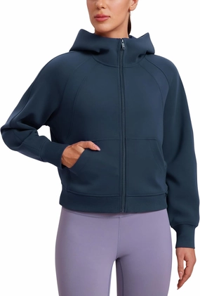 CRZ YOGA Womens SoftAura Full Zip Up Hoodie Workout Casual Hooded Sweatshirt Long Sleeve Athletic Jacket