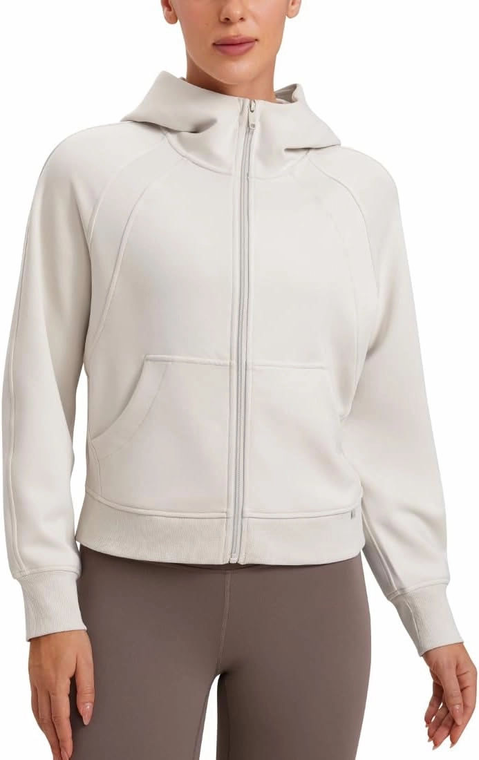 CRZ YOGA Womens SoftAura Full Zip Up Hoodie Workout Casual Hooded Sweatshirt Long Sleeve Athletic Jacket