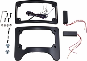 Custom Dynamics TS-ELIM-06HW-B Turn Signal Eliminator with Tri-Radius Iluminated Plate Frame - Gloss Black
