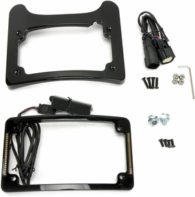 Custom Dynamics Turn Signal Eliminator KIT with TRI Radius Illuminated Plate Frame Compatible with H-D (Gloss Black)