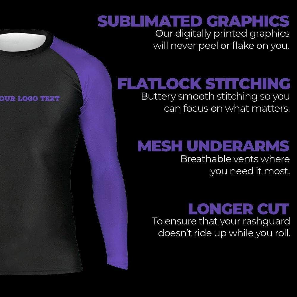 Custom Your Own Print Front & Back BJJ Foundation Rash Guard - Ranked No Gi Jiu Jitsu Rashguard