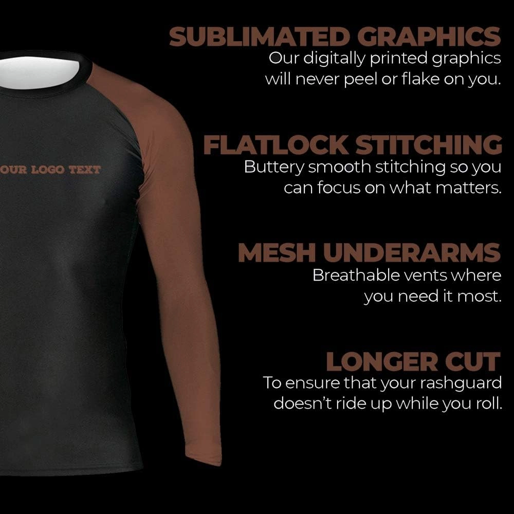 Custom Your Own Print Front & Back BJJ Foundation Rash Guard - Ranked No Gi Jiu Jitsu Rashguard