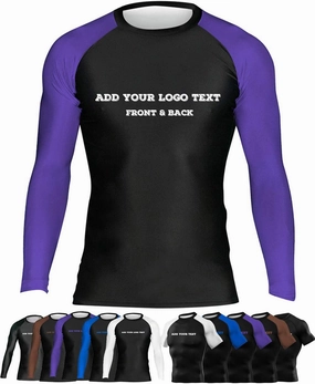 Custom Your Own Print Front & Back BJJ Foundation Rash Guard - Ranked No Gi Jiu Jitsu Rashguard