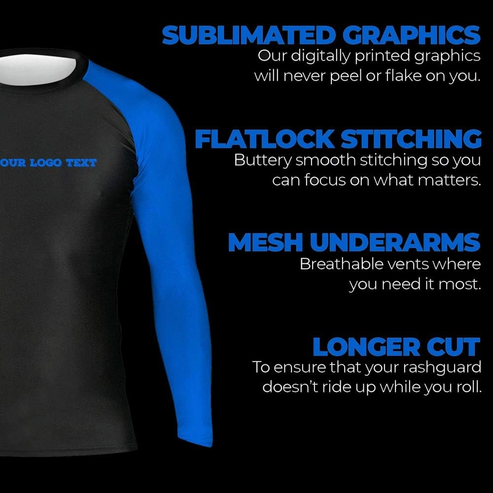 Custom Your Own Print Front & Back BJJ Foundation Rash Guard - Ranked No Gi Jiu Jitsu Rashguard