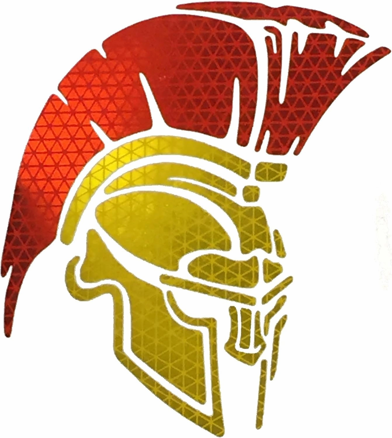 customTAYLOR33 High Intensity Grade Reflective Spartan Trojan Decal (10 Inches x 8.9 Inches, Yellow/Gold Face Mask with RED Mohawk)