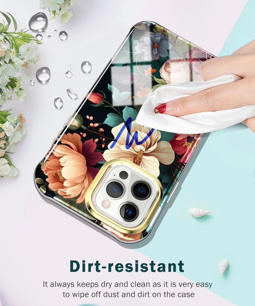 Cute Flower Case for iPhone 13 Pro 6.1 inch Built with Screen Protector, Lightweight and Stylish Full Body Shockproof Protective Rugged TPU Case for Women/Girls
