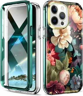 Cute Flower Case for iPhone 13 Pro 6.1 inch Built with Screen Protector, Lightweight and Stylish Full Body Shockproof Protective Rugged TPU Case for Women/Girls