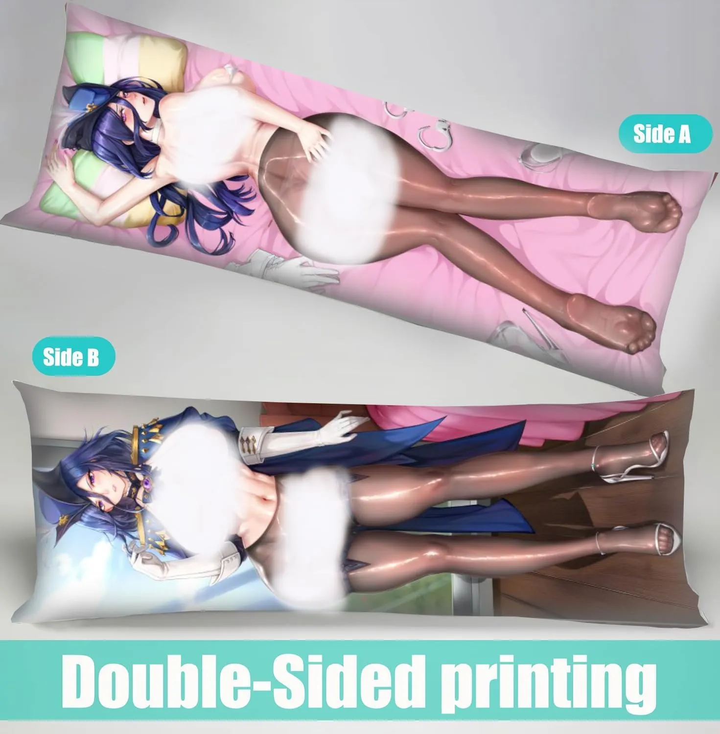 Dakimakura Anime Genshin Impact Hugging Body Pillow Case, 19""x59"" Throw Pillow Cover, Double-Sided Print Bedding Decorative Pillowcase (Clorinde), FA12K