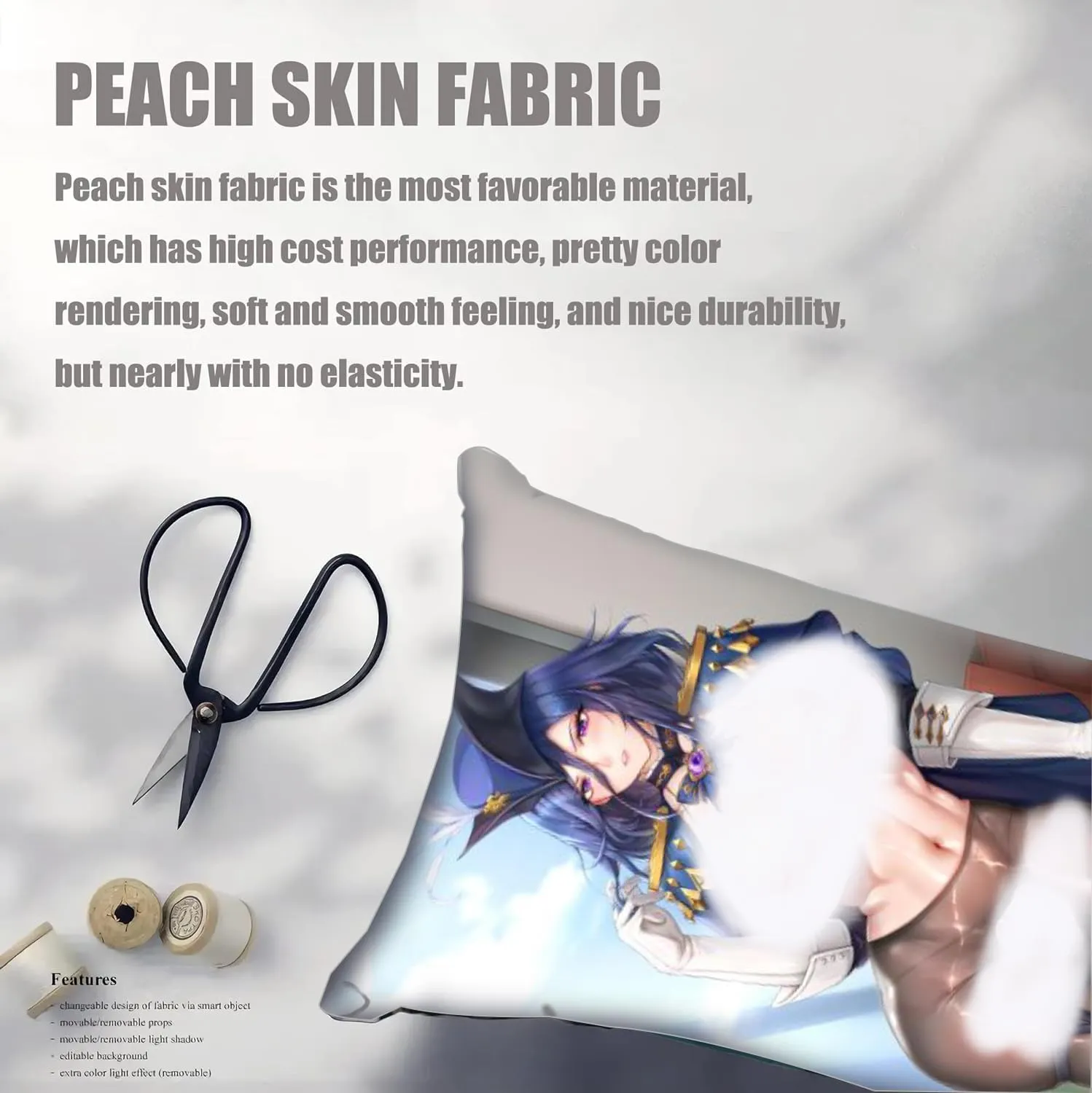 Dakimakura Anime Genshin Impact Hugging Body Pillow Case, 19""x59"" Throw Pillow Cover, Double-Sided Print Bedding Decorative Pillowcase (Clorinde), FA12K