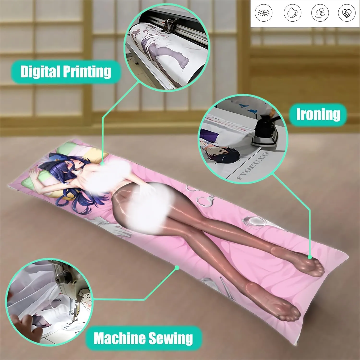 Dakimakura Anime Genshin Impact Hugging Body Pillow Case, 19""x59"" Throw Pillow Cover, Double-Sided Print Bedding Decorative Pillowcase (Clorinde), FA12K