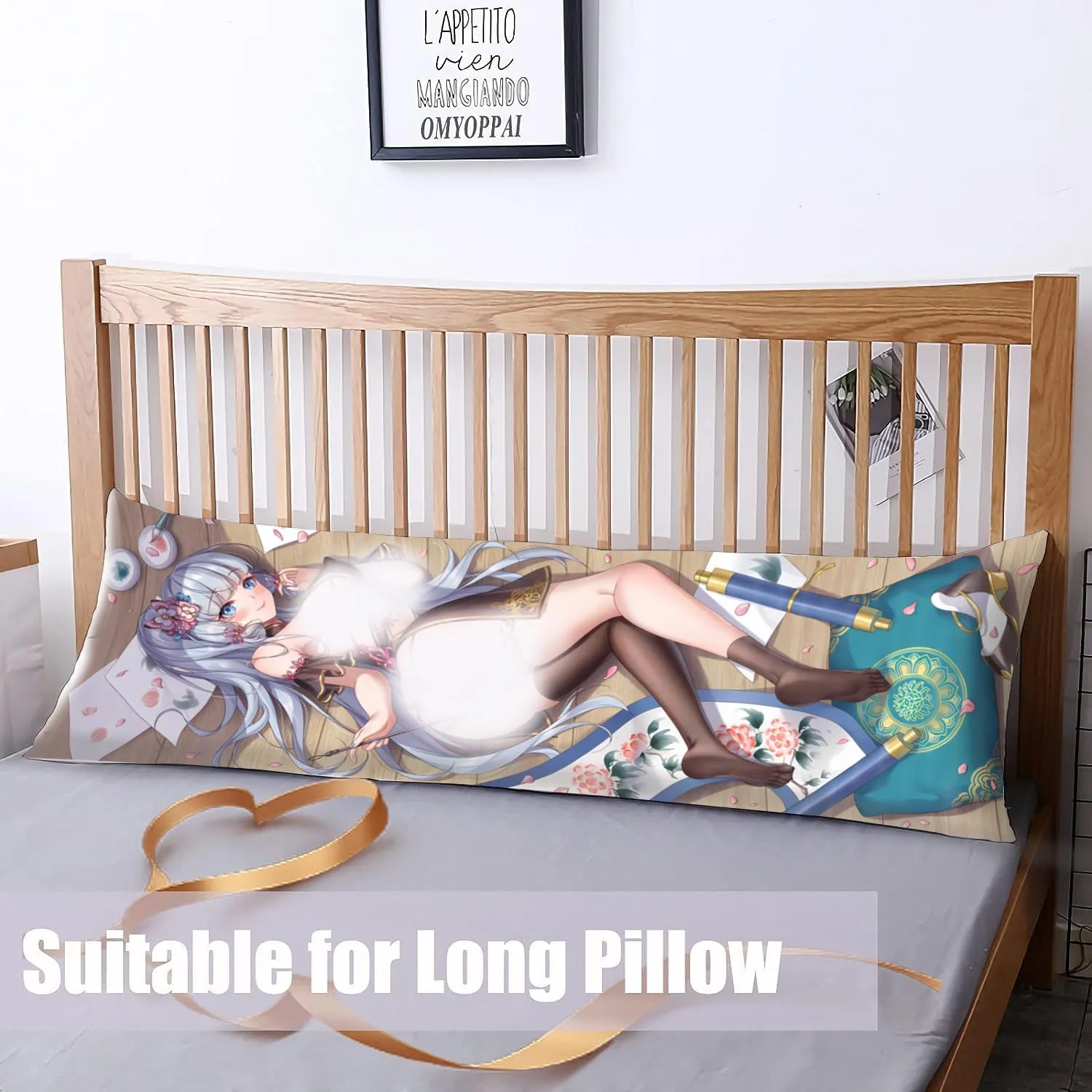Dakimakura Anime Genshin Impact Hugging Body Pillow Case, 19""x59"" Throw Pillow Cover, Double-Sided Print Bedding Decorative Pillowcase (Kamisato Ayaka), FA12K