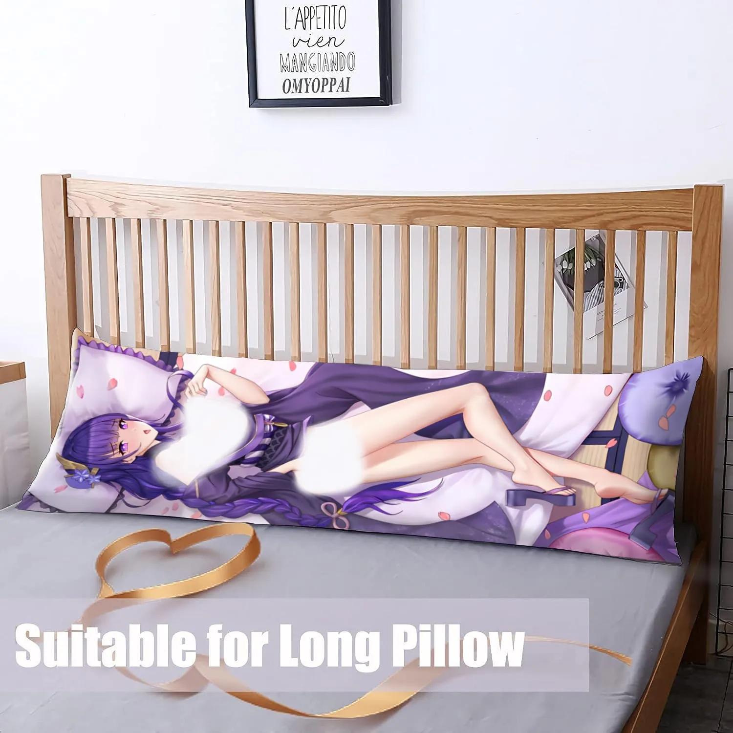 Dakimakura Anime Genshin Impact Hugging Body Pillow Case, 19""x59"" Throw Pillow Cover, Double-Sided Print Bedding Decorative Pillowcase (Raiden Shogun), FA12K