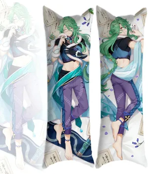 Dakimakura Genshin Impact 20"x59" Anime Pillowcase Double-Sided Pattern Hugging Body Pillow Cover Case Peach Skin (Baizhu)