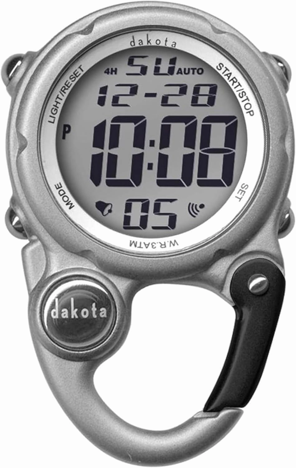 Dakota Digital Clip, Alarm, Stopwatch, Timer and Dual Time, Fob and Pocket Watch, Outdoor Gifts for Men and Women, Tactical Digital Clip on Watch