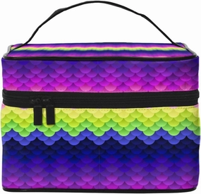 Dark Bright Blue Pink Blobs Makeup Bag, Cute Cosmetic Bags for Women, Toiletry Bag, Large Travel Make Up Organizer Bag