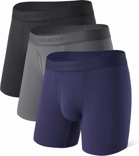 DAVID ARCHY Men’s Underwear Boxer Briefs Soft Comfortable Micro Modal Breathable with Fly Boxer Briefs for Men 3 Pack