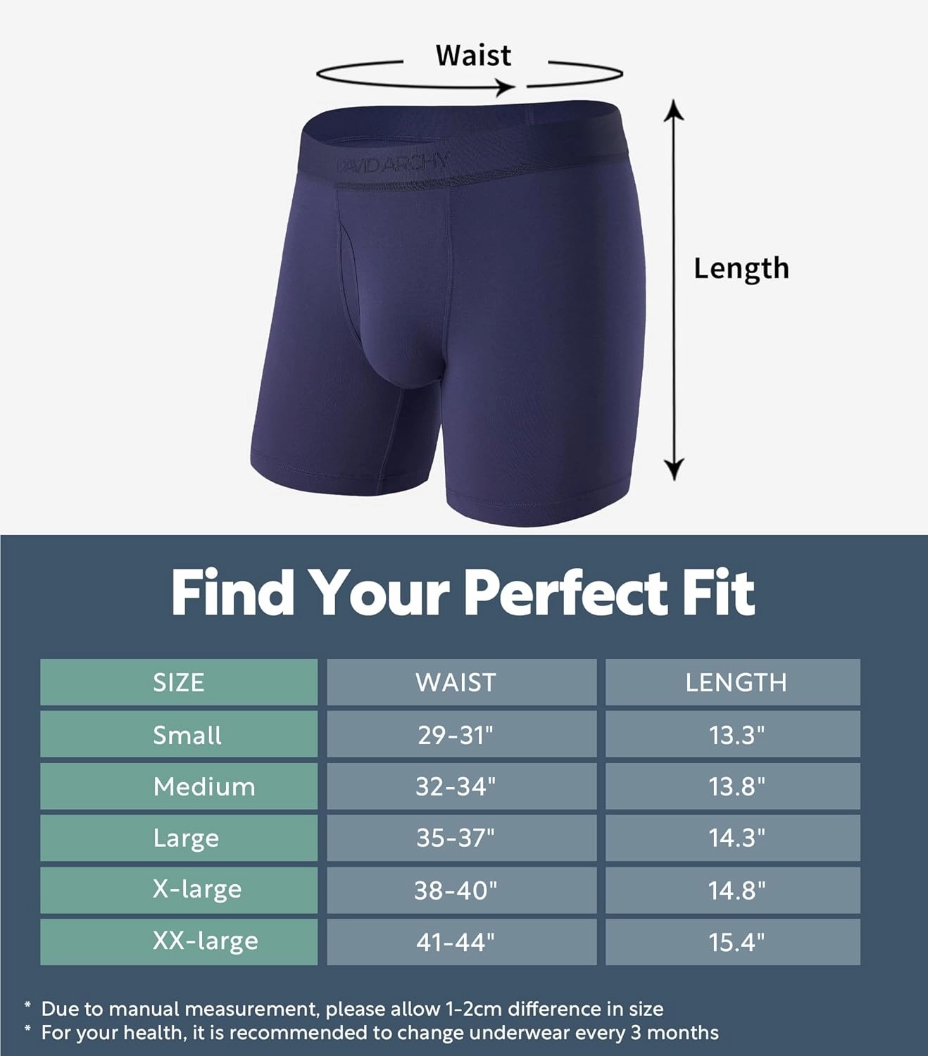 DAVID ARCHY Men’s Underwear Boxer Briefs Soft Comfortable Micro Modal Breathable with Fly Boxer Briefs for Men 3 Pack