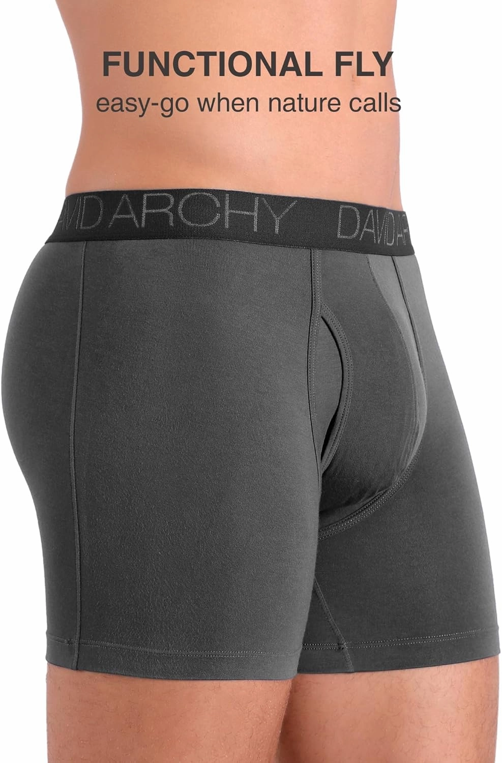 DAVID ARCHY Mens Underwear Boxer Briefs Breathable Soft Moisture-Wicking with Fly Underwear for Men Multipack
