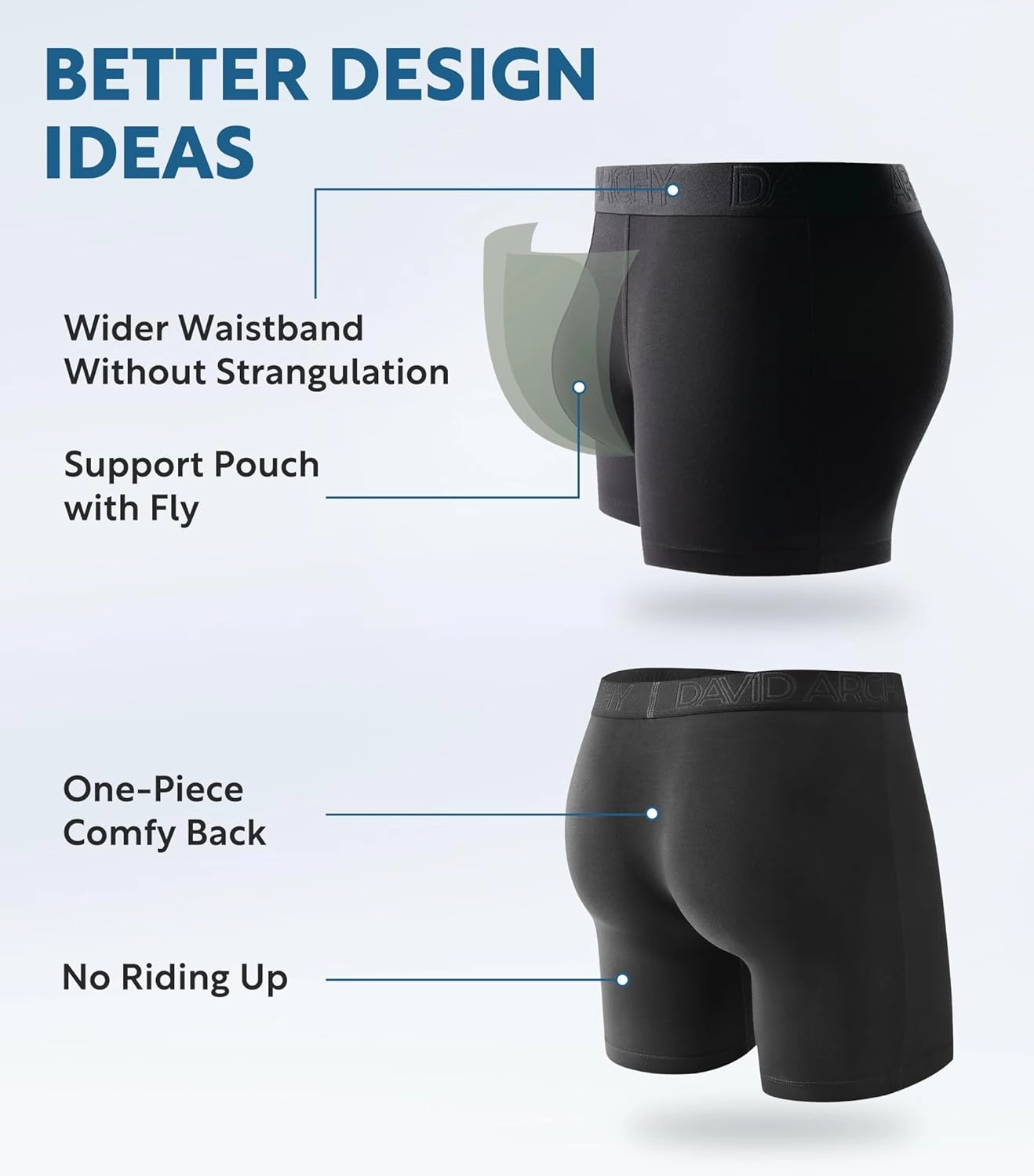 DAVID ARCHY Mens Underwear Boxer Briefs Breathable Soft Moisture-Wicking with Fly Underwear for Men Multipack