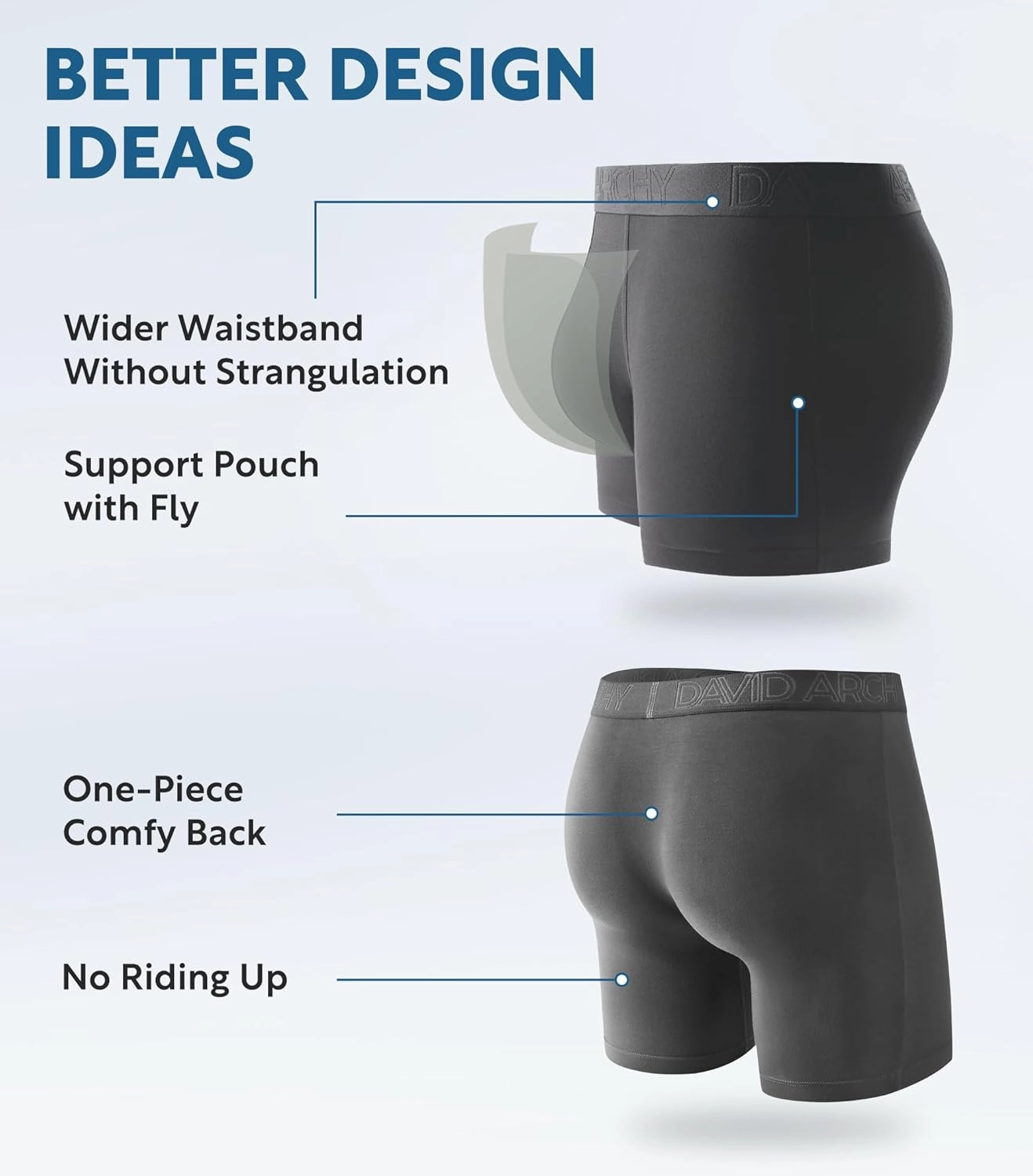 DAVID ARCHY Mens Underwear Boxer Briefs Breathable Soft Moisture-Wicking with Fly Underwear for Men Multipack