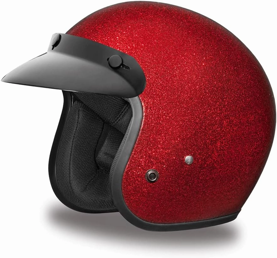 Daytona Helmets 3/4 Shell Open Face Motorcycle Helmet – DOT Approved [Red Metal Flake] [XL]