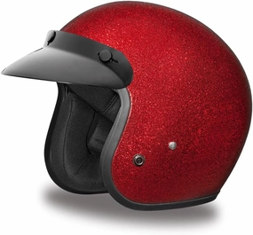 Daytona Helmets 3/4 Shell Open Face Motorcycle Helmet – DOT Approved [Red Metal Flake] [XL]