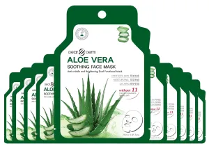 Dearderm Aloe Vera Soothing Mask (10pcs) Moisturizing and Soothing Your Facial Skin