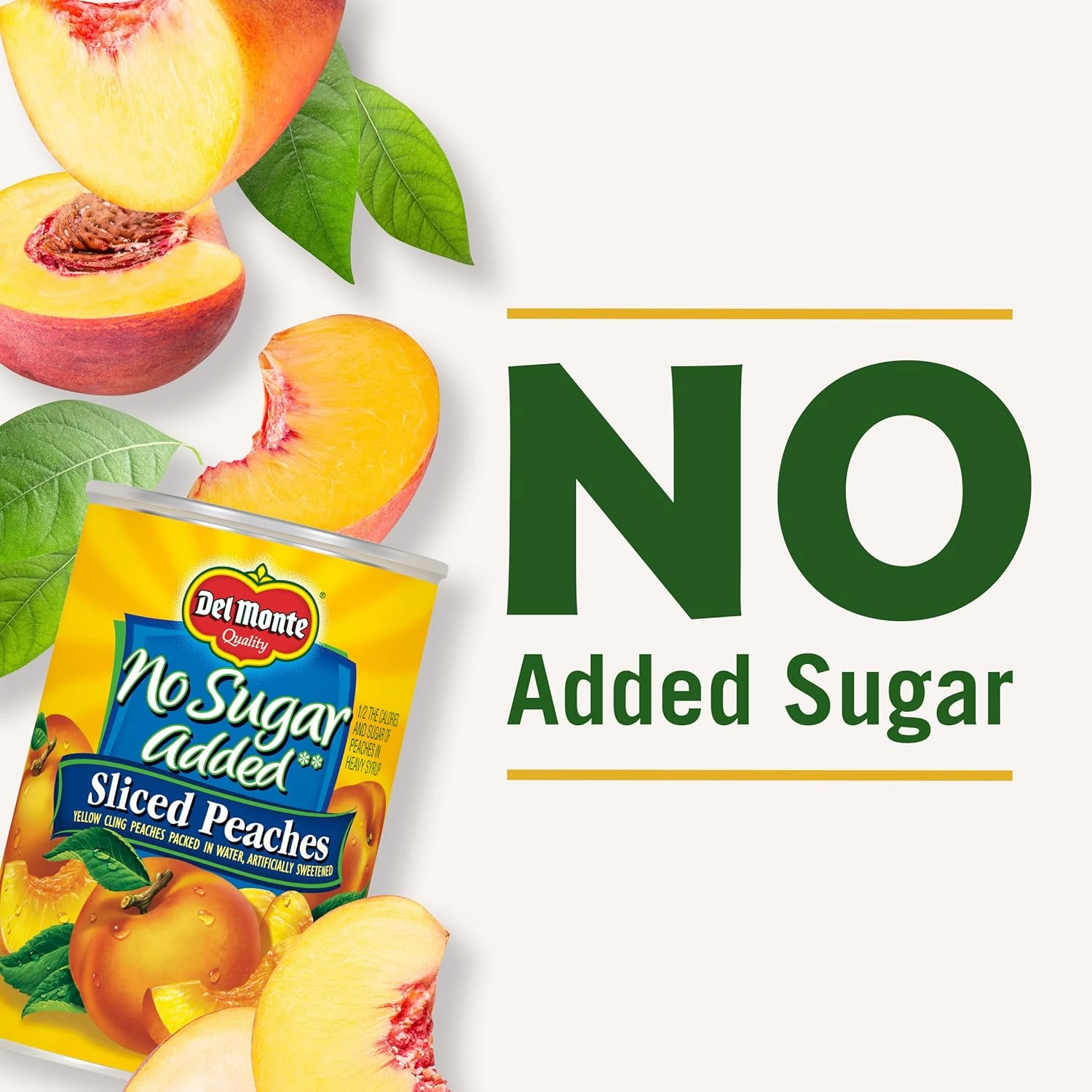 Del Monte No Sugar Added Yellow Cling Sliced Canned Peaches, 14.5 oz Can (Pack of 12)