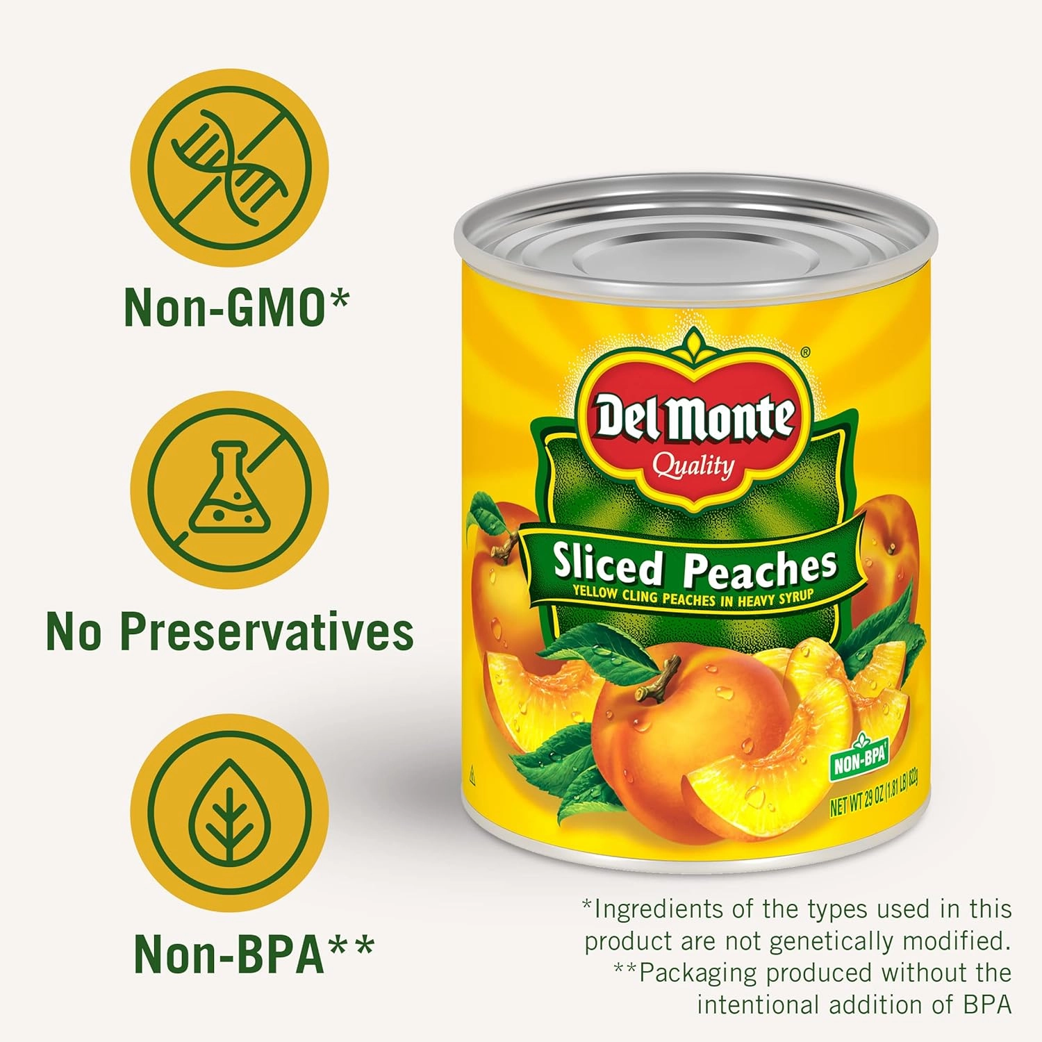 Del Monte Yellow Cling Canned Peach Halves in Heavy Syrup, 29 oz Can (Pack of 6)