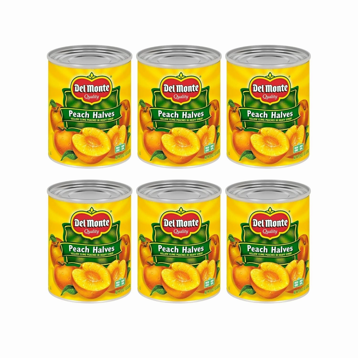 Del Monte Yellow Cling Canned Peach Halves in Heavy Syrup, 29 oz Can (Pack of 6)