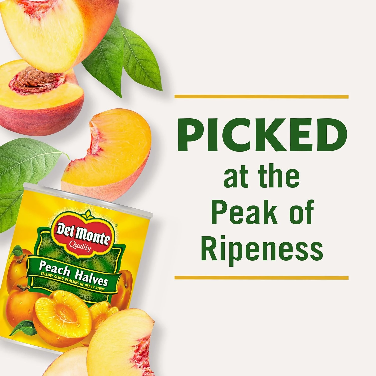 Del Monte Yellow Cling Canned Peach Halves in Heavy Syrup, 29 oz Can (Pack of 6)