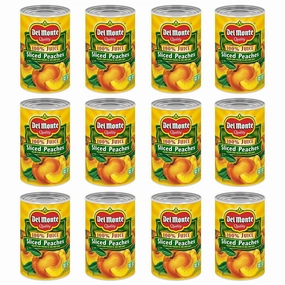 Del Monte Yellow Cling Sliced Canned Peaches in 100% Juice, 15 oz Can (Pack of 12 Cans)