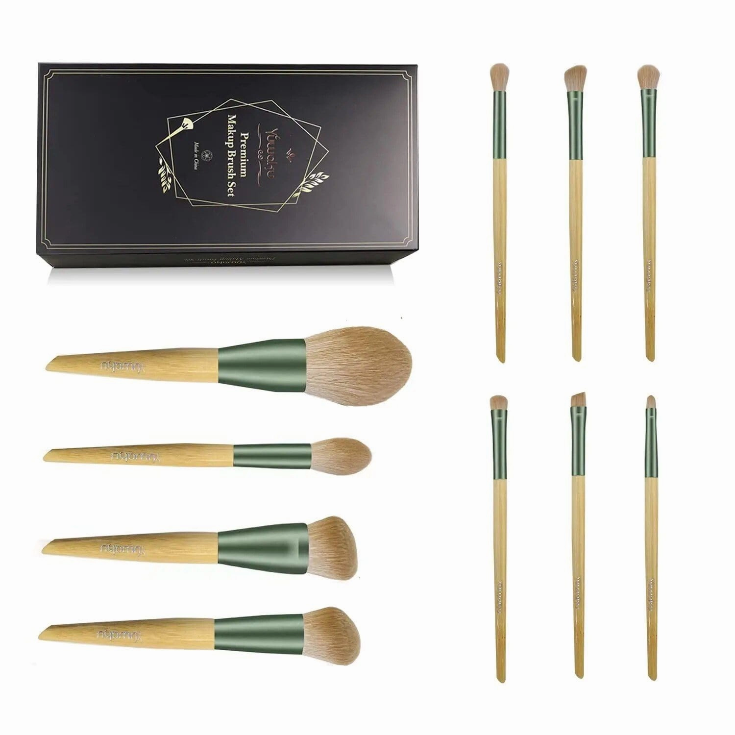 Deluxe 10-Piece Makeup Brush Collection with Luxury Case, 9.44 x 6.1 x 1.96 in