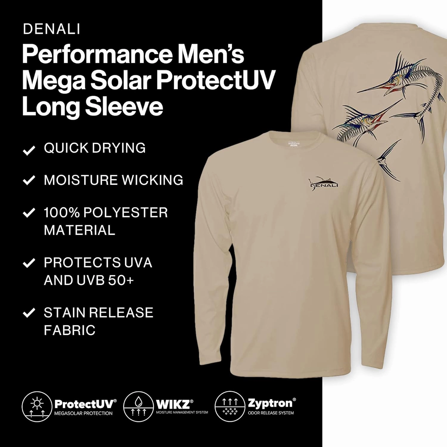 Denali Men's Teaser UPF 50  Long Sleeve T-Shirt, UV Protection Shirt, Trophy Bones Collection by Marcos Augusto: Marlin