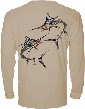 Denali Men's Teaser UPF 50  Long Sleeve T-Shirt, UV Protection Shirt, Trophy Bones Collection by Marcos Augusto: Marlin