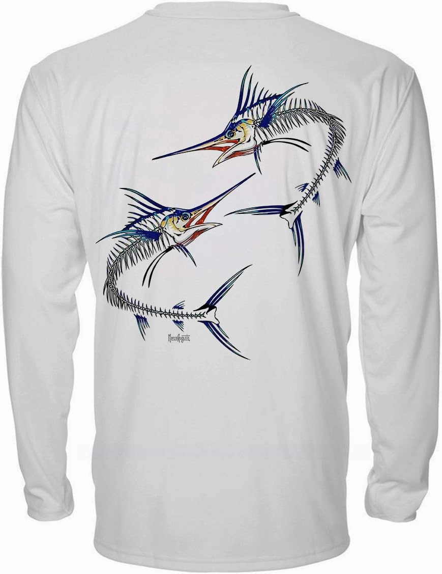 Denali Men's Teaser UPF 50  Long Sleeve T-Shirt, UV Protection Shirt, Trophy Bones Collection by Marcos Augusto: Marlin