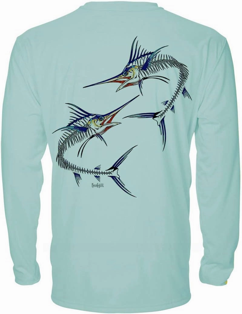 Denali Men's Teaser UPF 50  Long Sleeve T-Shirt, UV Protection Shirt, Trophy Bones Collection by Marcos Augusto: Marlin