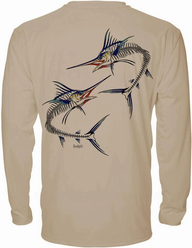 Denali Men's Teaser UPF 50  Long Sleeve T-Shirt, UV Protection Shirt, Trophy Bones Collection by Marcos Augusto: Marlin