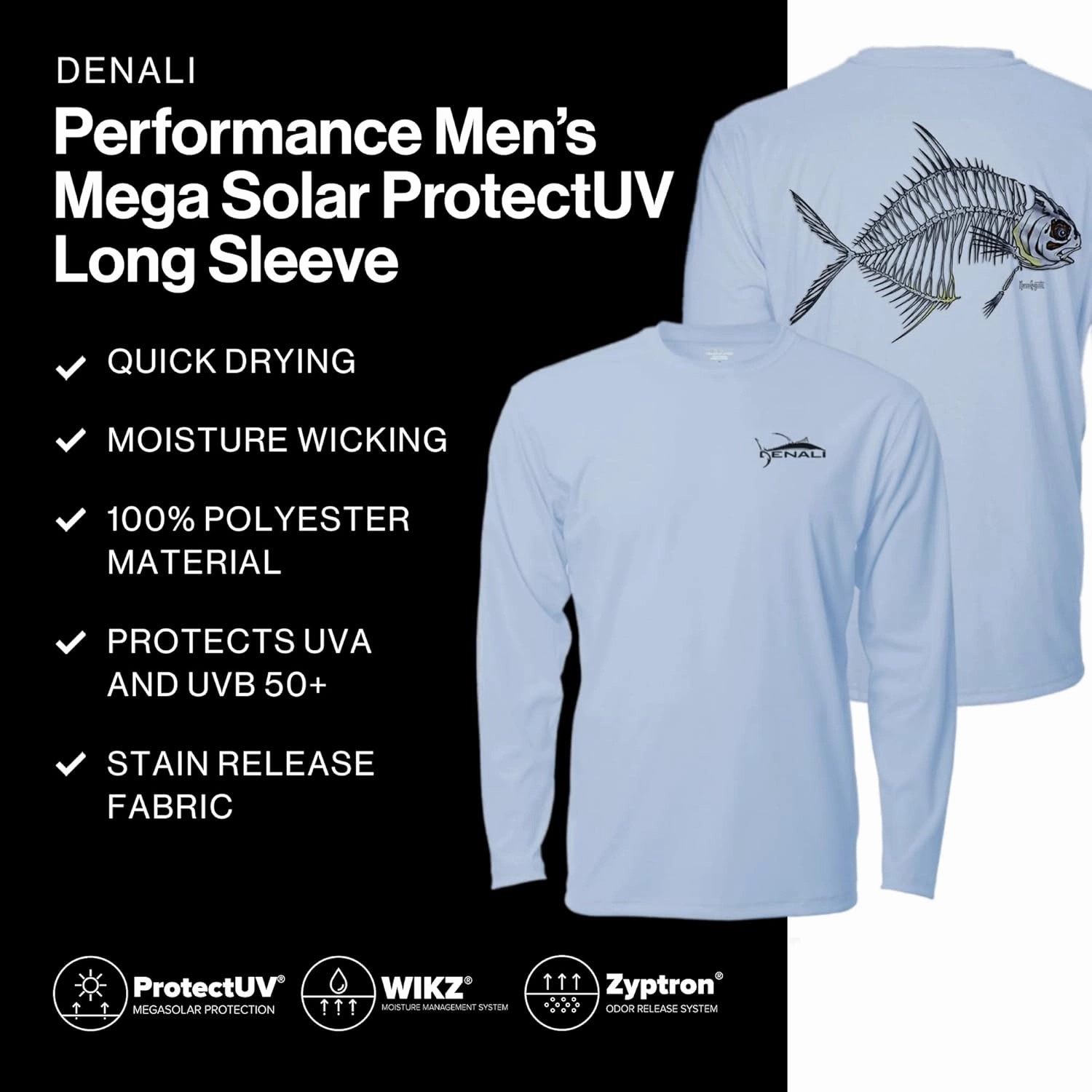 Denali Men's Teaser UPF 50  Long Sleeve T-Shirt, UV Protection Shirt, Trophy Bones Collection by Marcos Augusto: Permit